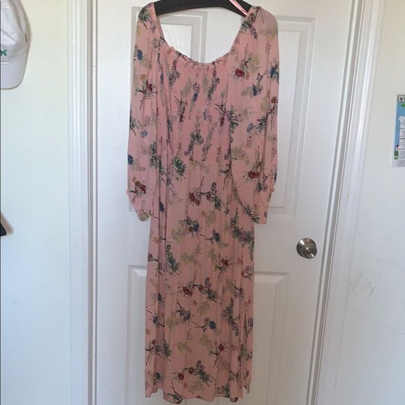 Scoop NYC Floral Long Sleeve Smocked Dress - Pink. P2P 16.5-24”SIZE XL. EUC - Picture 13 of 13